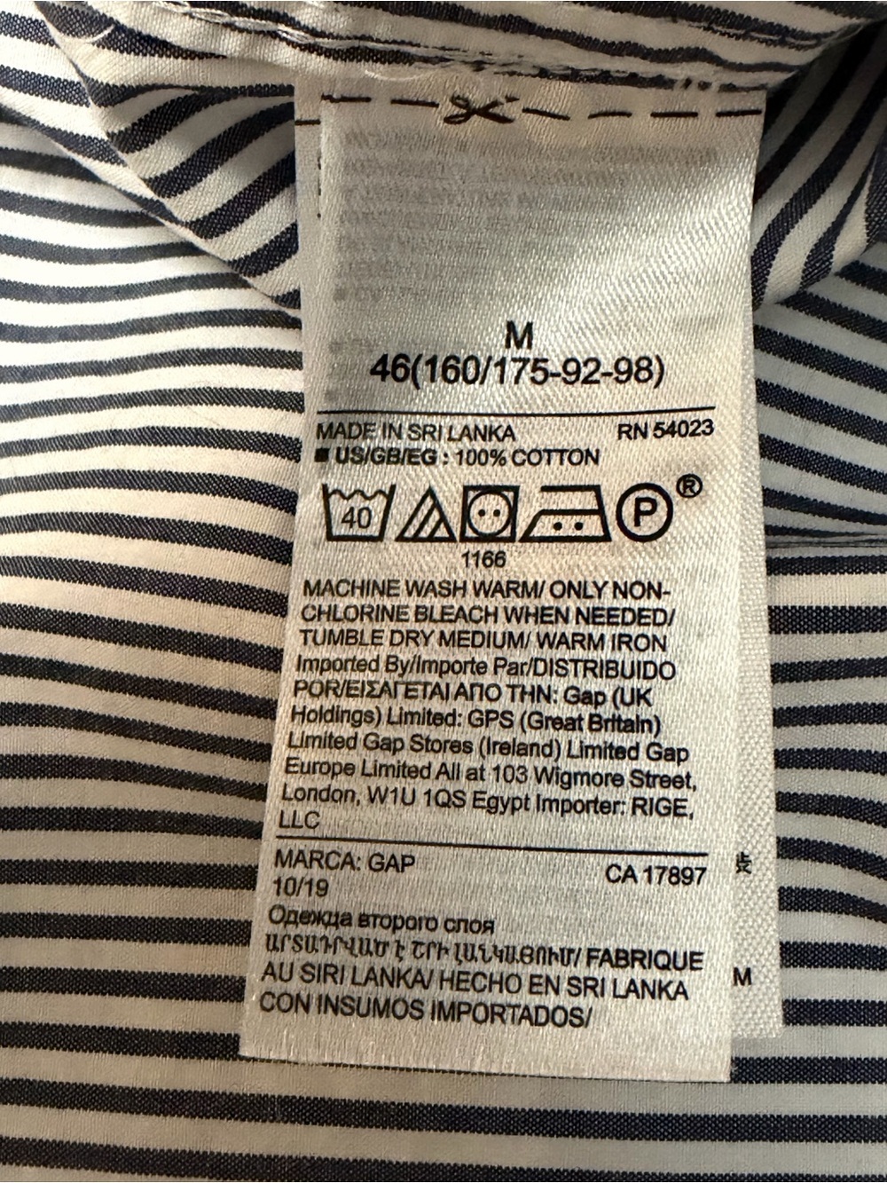 GAP Women’s Perfect Shirt 80s Superfine Poplin Navy and White - Picture 4 of 8